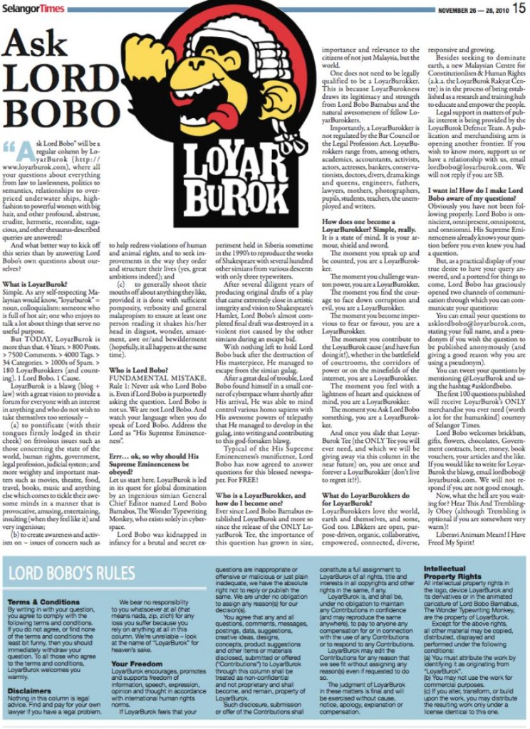 Ask Lord Bobo #1