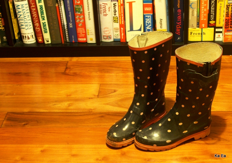 My first purchase while in Addis Ababa. Mail order pink polka dots rubber boots. 