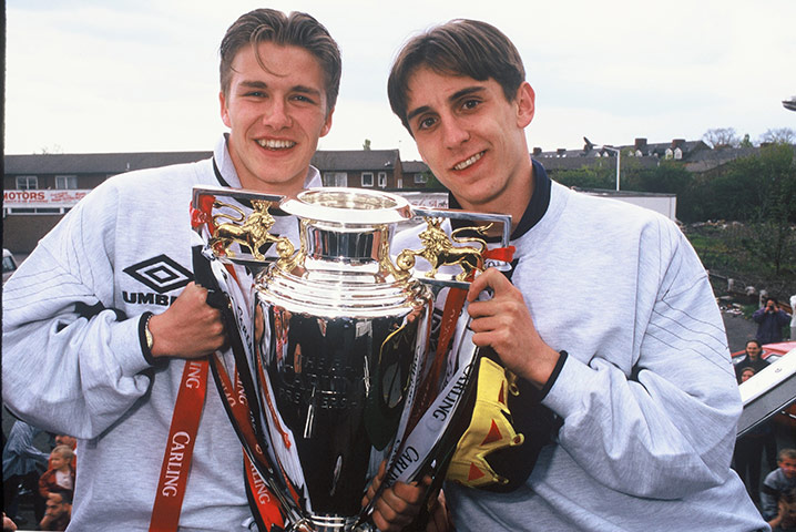 Celebrating the 1996 Double with best mate Beckham | Source: Getty Images