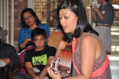 Liyana Fizi lends her support at the press conference with a song about a abusive relationship.