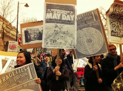 Part of the S.O.P team demonstrating while identifying interesting placards for the project. The team chased more demonstrators than the police officers on duty!